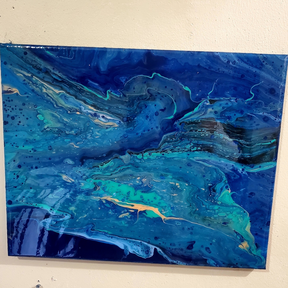 Abstract Blue and Teal Canvas Art